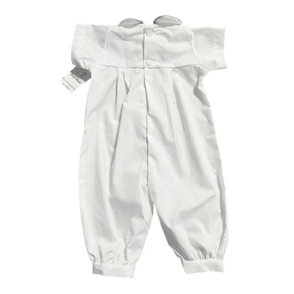 NEW Zuli Kids NEWBORN NB White Embroidered Cross Long Bubble Romper